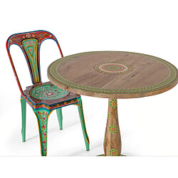 Giner y colomer Table à manger ronde bois manguier - Multicolore