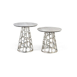 GINER Y COLOMER Set De Deux Tables Basses Avec Plateau Circulaire En Marbre