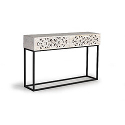 GINER Y COLOMER Console En Manguier Et Pieds En Métal Vieilli Noir Et Blanc