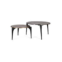 GINER Y COLOMER Set De 2 Tables En Aluminium Doré Et Noir