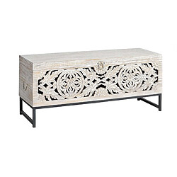 GINER Y COLOMER Coffre En Manguier Et Pieds En Métal Blanc Vieilli