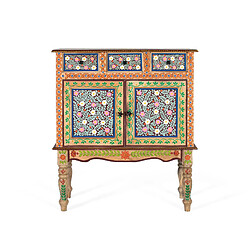 GINER Y COLOMER Hall En Bois De Manguier Avec Porte Décorée À La Main