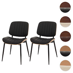 Mendler Lot de 2 chaises de salle à manger HWC-O44, chaise de cuisine, bois courbé similicuir Öko-Tex MVG ~ naturel, noir