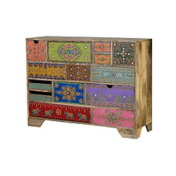 Giner y colomer Commode bois de manguier - Multicolore Commode bois de manguier - 14 tiroirs - style éclectique - détails multicolores peints