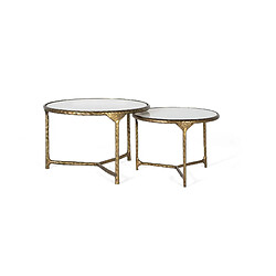 GINER Y COLOMER Set De 2 Tables Basses Rondes Dorées Et Blanches