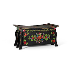 GINER Y COLOMER Coffre En Bois De Manguier Noir Avec Détails Peints À La Main