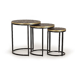 GINER Y COLOMER Set De 3 Tables Plateau Bronze Et Piètement Métal