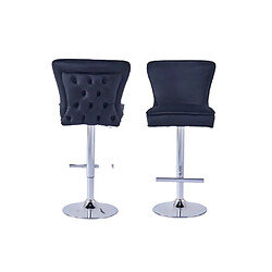 Homy France Lot de 2 tabourets de bar GABRIELLE Chrome en velours