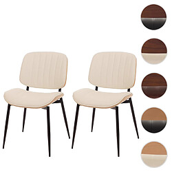 Mendler Lot de 2 chaises de salle à manger HWC-O44, chaise de cuisine, bois courbé similicuir Öko-Tex MVG ~ naturel, blanc