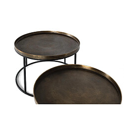 GINER Y COLOMER Lot De 2 Tables Basse Fer Noir Et Aluminium Finition Bronze