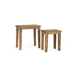 GINER Y COLOMER Lot De 2 Tables Gigognes En Bois De Manguier Peint À La Main
