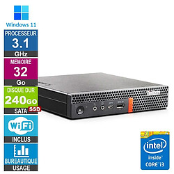 Lenovo M920q i3-8100T 3.10GHz 32Go/240Go SSD Wifi W11