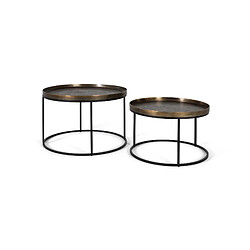 GINER Y COLOMER Lot De 2 Tables Basse Fer Noir Et Aluminium Finition Bronze