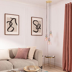 Ledkia Suspension Métal et Verre Tri Baudelaire Rose pas cher