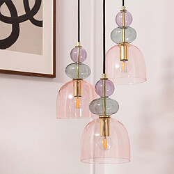 Acheter Ledkia Suspension Métal et Verre Tri Baudelaire Rose