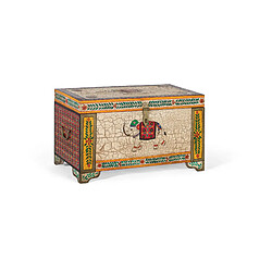 GINER Y COLOMER Coffre En Bois Manguier Peint À La Main Multicolore