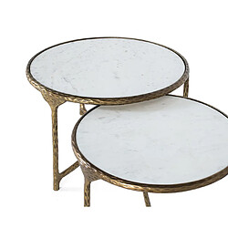 GINER Y COLOMER Set De 2 Tables Basses Rondes Dorées Et Blanches