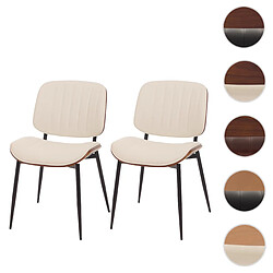 Mendler Lot de 2 chaises de salle à manger HWC-O44, chaise de cuisine, bois courbé similicuir Oeko-Tex MVG ~ aspect noyer, blanc
