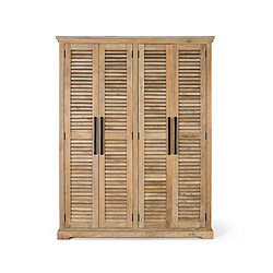 Giner y colomer Armoire bois de manguier - Beige Armoire adulte en bois de manguier - 4 portes battantes - penderie et étagères - style naturel
