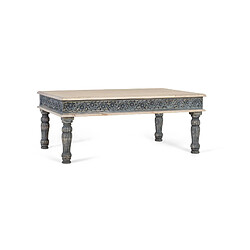 GINER Y COLOMER Table Basse En Bois De Manguier Avec Base En Fer, Fabriquée À La Main