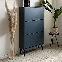 Mes Meuble à chaussures 3 abattants 70x24x125 cm bleu