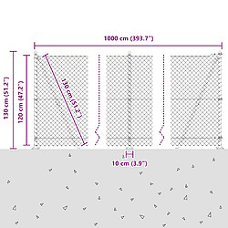vidaXL Poteau de clôture. Vert 10 x 1,2 m (mailles de 40 x 40 mm) pas cher