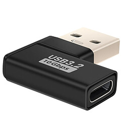 LinQ Adaptateur USB-C vers USB-A Mâle Coudé à Gauche Charge et Transfert 10Gbps Noir