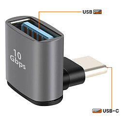 Avis LinQ Adaptateur de Charge et Transfert USB-C Mâle vers USB-A Femelle 10Gbps Coudé Gris