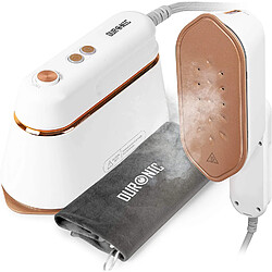 Duronic HS90 WE Fer à repasser de voyage Portable Utilisation horizontale et verticale 2 fonctions vapeur Poignée rétractable Compact et léger pour déplacements Sacoche base et cruche incluses