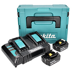 Makita Power Source Kit 18 V avec 2x BL 1860 B batterie 6,0 Ah ( 197422-4 ) + DC 18 SH chargeur double ( 199687-4 ) + Makpac