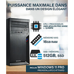 HYPER BYTE - Multi Office PC / Ordinateur - AMD Athlon PRO 300GE - 16GO RAM - 512GO SSD - WLAN - Windows 11 Pro