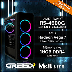 GREED - MK2 Lite - Gaming PC / Ordinateur - AMD Ryzen 5 4600G - Vega 7 - 16GO RAM - 512GO SSD - WLAN - Win11 Pro