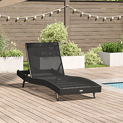 vidaXL Chaise longue noire en poly rattan et Textilène