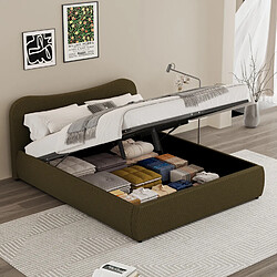 Concept Usine Lit coffre 140x190cm design arrondi velours côtelé vert PLANO