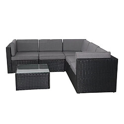 Concept Usine Salon de jardin 5 places en résine tressée avec table noir et gris BIMINI