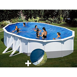 Kit piscine acier blanc Gré Bora Bora ovale 6,34 x 3,99 x 1,22 m + Bâche hiver