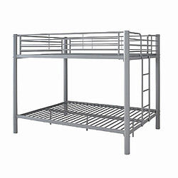 Homy France Lit superposé 4 places 2+2 COLOSSE 140x190 cm sommier inclus gris