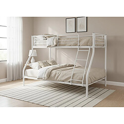 Homy France Lit superposé 3 places 2+1 métal COSTO sommier inclus blanc