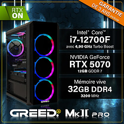 Avis GREED - MK2 Pro - Gaming PC - Core i7 12700F - RTX 5070 - 32GO RAM - 1TO SSD - Watercool