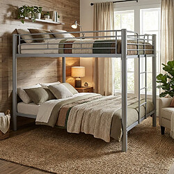 Homy France Lit superposé 4 personnes métal gris 140x190 cm COLOSSE