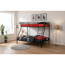 Homy France Lit superposé 3 places en métal noir 90x190 140x190 cm COSTO pas cher