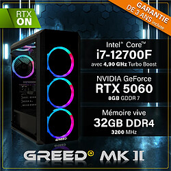 GREED - MK2 - Gaming PC / Ordinateur - Intel Core i7 12700F - NVIDIA RTX 5060 - 32GO RAM - 1TO SSD - WLAN - Win11 Pro