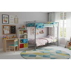 Homy France Lit superposé séparable métal 2 couchages 90x190 cm Gris LUNA