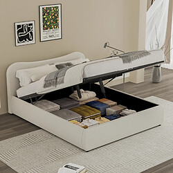 Concept Usine Lit coffre 160x200cm design arrondi velours côtelé beige PLANO