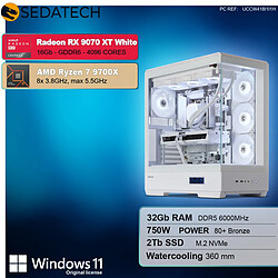 Sedatech PC Gamer XL White Edition • AMD Ryzen 7 9700X • RX 9070 XT • 32Go DDR5 • 2To SSD M.2 • Windows 11