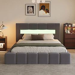 Acheter Concept Usine Lit coffre style nuage led 140x190cm velours gris OMAHA