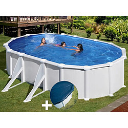 Kit piscine acier blanc Gré Atlantis ovale 6,34 x 3,99 x 1,32 m + Bâche hiver