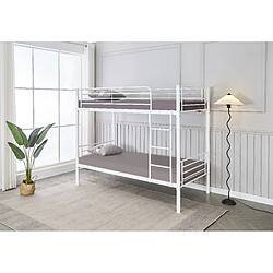 Homy France Lit superposé Séparable métal LUNA 1+1 90x190 cm sommier inclus blanc