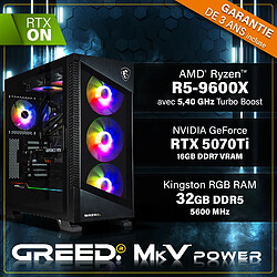 Acheter GREED - MK5 Power - PC Gamer - AMD Ryzen 5 9600X - RTX 5070Ti - 32GB DDR5 - Watercool