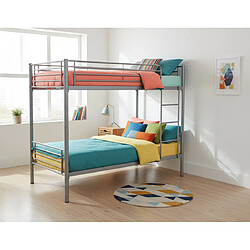 Homy France Lit superposé Séparable métal LUNA 1+1 90x190 cm sommier inclus gris